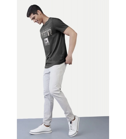 Men's Casual Half sleeve Printed Cotton Round Neck T-shirt (Dark Grey) Men's Casual Half sleeve Printed Cotton Round Neck T-shirt (Dark Grey)