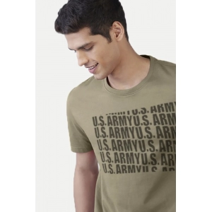 Generic Men's Casual Half sleeve Printed Cotton Crew Neck T-shirt (Green)