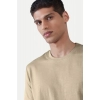 Men's Casual Half sleeve Solid Polyester Crew Neck T-shirt (Beige)