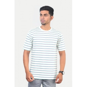 Generic Men's Casual Half sleeve Stripped Cotton Crew Neck T-shirt (White)