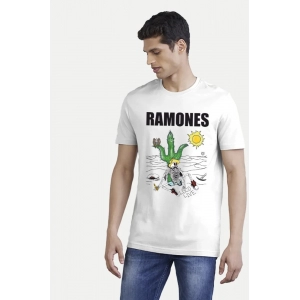 Generic Men's Casual Half sleeve Printed Polyester Crew Neck T-shirt (White)