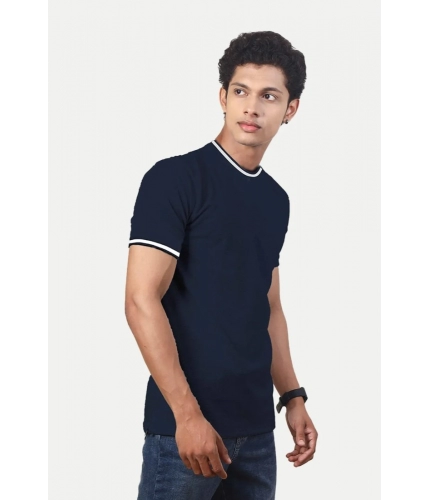 Men's Casual Half sleeve Solid Polyester Crew Neck T-shirt (Navy) Men's Casual Half sleeve Solid Polyester Crew Neck T-shirt (Navy)