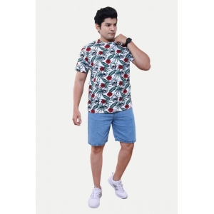 Generic Men's Casual Half sleeve Floral Printed Cotton Crew Neck T-shirt (White)