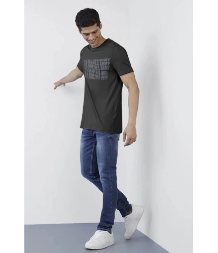 Men's Casual Half sleeve Printed Cotton Round Neck T-shirt (Dark Grey) Men's Casual Half sleeve Printed Cotton Round Neck T-shirt (Dark Grey)