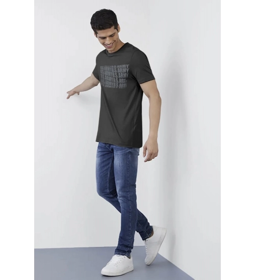 Men's Casual Half sleeve Printed Cotton Round Neck T-shirt (Dark Grey) Men's Casual Half sleeve Printed Cotton Round Neck T-shirt (Dark Grey)