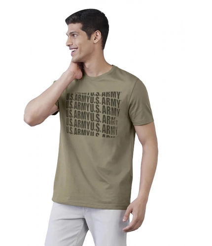 Men's Casual Half sleeve Printed Cotton Crew Neck T-shirt (Green)