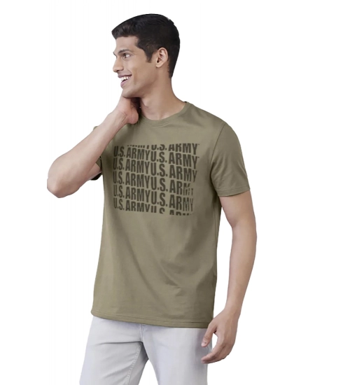 Men's Casual Half sleeve Printed Cotton Crew Neck T-shirt (Green)
