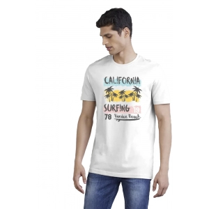 Generic Men's Casual Half sleeve Printed Polyester Crew Neck T-shirt (White)