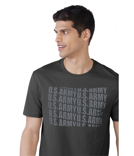 Men's Casual Half sleeve Printed Cotton Round Neck T-shirt (Dark Grey)
