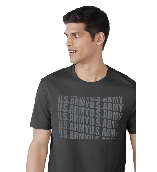 Men's Casual Half sleeve Printed Cotton Round Neck T-shirt (Dark Grey)