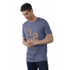 Men's Casual Half sleeve Printed Cotton Crew Neck T-shirt (Blue) Men's Casual Half sleeve Printed Cotton Crew Neck T-shirt (Blue)