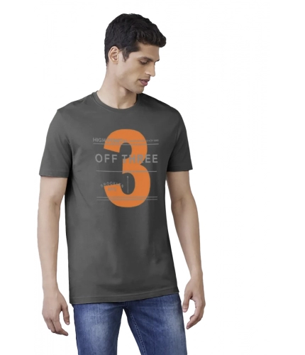 Men's Casual Half sleeve Printed Cotton Crew Neck T-shirt (Black)