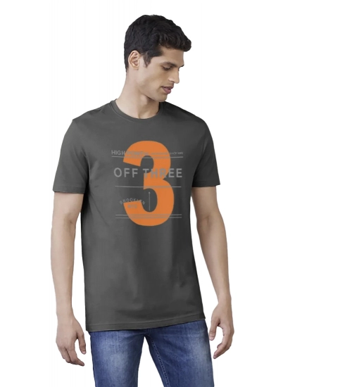 Men's Casual Half sleeve Printed Cotton Crew Neck T-shirt (Black)