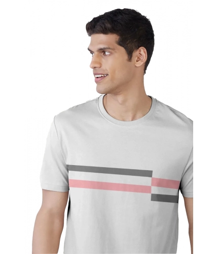 Men's Casual Half sleeve Solid Cotton Crew Neck T-shirt (Light Grey)