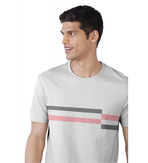 Men's Casual Half sleeve Solid Cotton Crew Neck T-shirt (Light Grey)