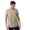Men's Casual Half sleeve Solid Polyester Crew Neck T-shirt (Beige)