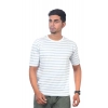 Men's Casual Half sleeve Stripped Cotton Crew Neck T-shirt (White) Men's Casual Half sleeve Stripped Cotton Crew Neck T-shirt (White)