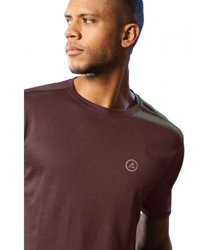 Men's Casual Half sleeve Solid Polyester Crew Neck T-shirt (Maroon)