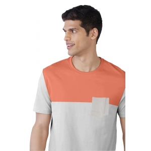 Generic Men's Casual Half sleeve Solid Cotton Round Neck T-shirt (Beige)