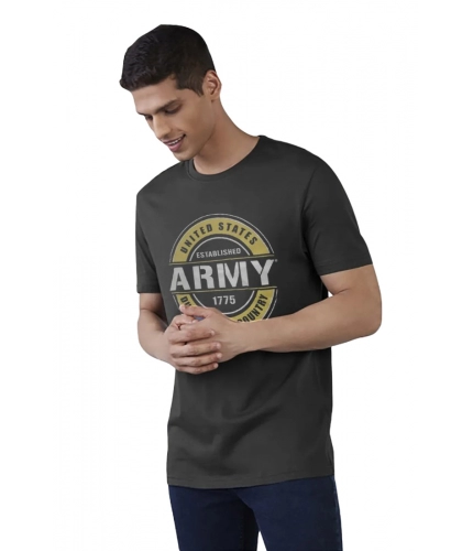 Men's Casual Half sleeve Printed Cotton Crew Neck T-shirt (Black)