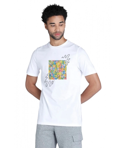 Men's Casual Half sleeve Printed Polyester Crew Neck T-shirt (White)