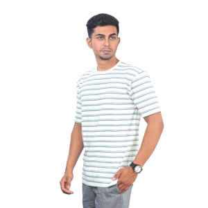 Generic Men's Casual Half sleeve Stripped Cotton Crew Neck T-shirt (White)