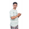 Men's Casual Half sleeve Stripped Cotton Crew Neck T-shirt (White ) Men's Casual Half sleeve Stripped Cotton Crew Neck T-shirt (White )