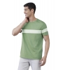 Dropship Men's Casual Half sleeve Stripped Cotton Crew Neck T-shirt (Light Green)