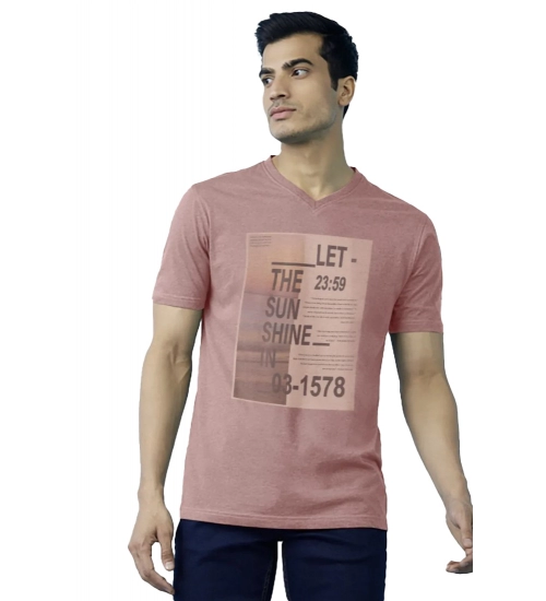 Men's Casual Half sleeve Digital Printed Cotton Crew Neck T-shirt (Coral)