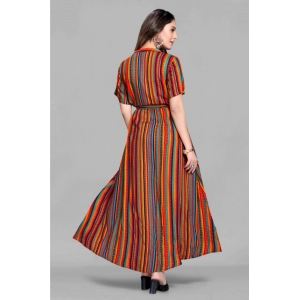 Generic Women's Casual 3/4 Sleeve Viscose Rayon Strip Kurti (Multicolor)