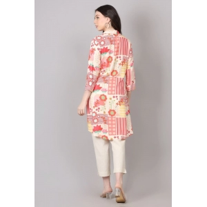 Generic Women's Casual 3/4 Sleeve Viscose Rayon Printed Kurti (Pink)