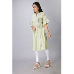 Generic Women's Casual Short Sleeve Silk Blend Printed Kurti (Green)