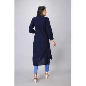 Generic Women's Casual Full Sleeve Viscose Rayon Printed Kurti (Dark Blue)
