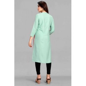 Generic Women's Casual 3/4 Sleeve Viscose Rayon Printed Kurti (Light Blue)