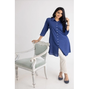 Generic Women's Casual 3/4 Sleeve Viscose Rayon Solid Kurti (Light Blue)
