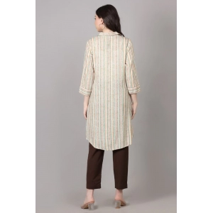 Generic Women's Casual 3/4 Sleeve Viscose Rayon Printed Kurti (Beige)