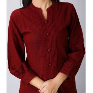 Generic Women's Casual Full Sleeve Viscose Rayon Printed Kurti (Maroon)