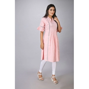 Generic Women's Casual Short Sleeve Silk Blend Printed Kurti (Pink)