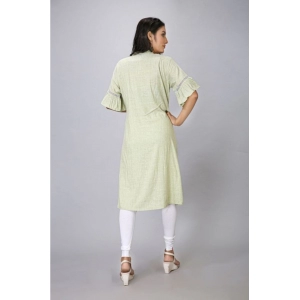 Generic Women's Casual Short Sleeve Silk Blend Printed Kurti (Green)