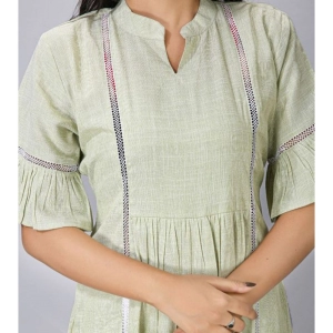 Generic Women's Casual Short Sleeve Silk Blend Printed Kurti (Green)