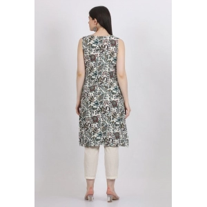Generic Women's Casual Sleeveless Viscose Rayon Printed Kurti (White)