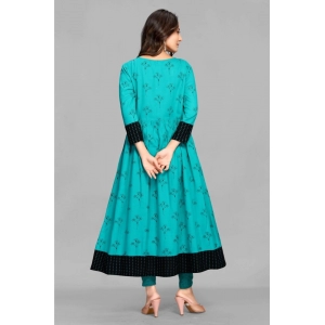 Generic Women's Casual 3/4 Sleeve Viscose Rayon Printed Kurti (Dark Green)