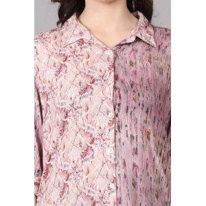 Generic Women's Casual 3/4 Sleeve Viscose Rayon Printed Kurti (Purple)