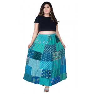 Generic Women's Rayon Printed Elastic Skirt (Multicolor, Free Size)