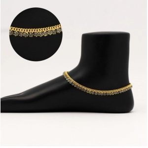 Generic Women's Gray Color Rhinestone Anklets (Free Size: Upto 10") 