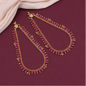 Generic Women's Rani Color Anklets (Free Size: Upto 10") 