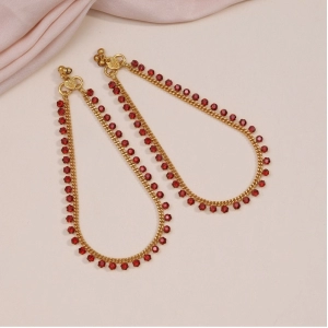 Generic Women's Red Color Anklets (Free Size: Upto 10") 