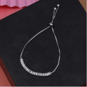 Generic Women's Silver Color Rhinestone Adjustable Bracelet 