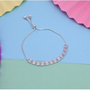 Generic Women's Silver Color Rhinestone Adjustable Bracelet 