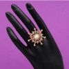 Dropship Women's Pink Color American Diamond Finger Adjustable Ring 